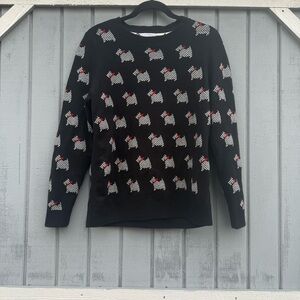 Size Large Black Sweater with Dog Pattern